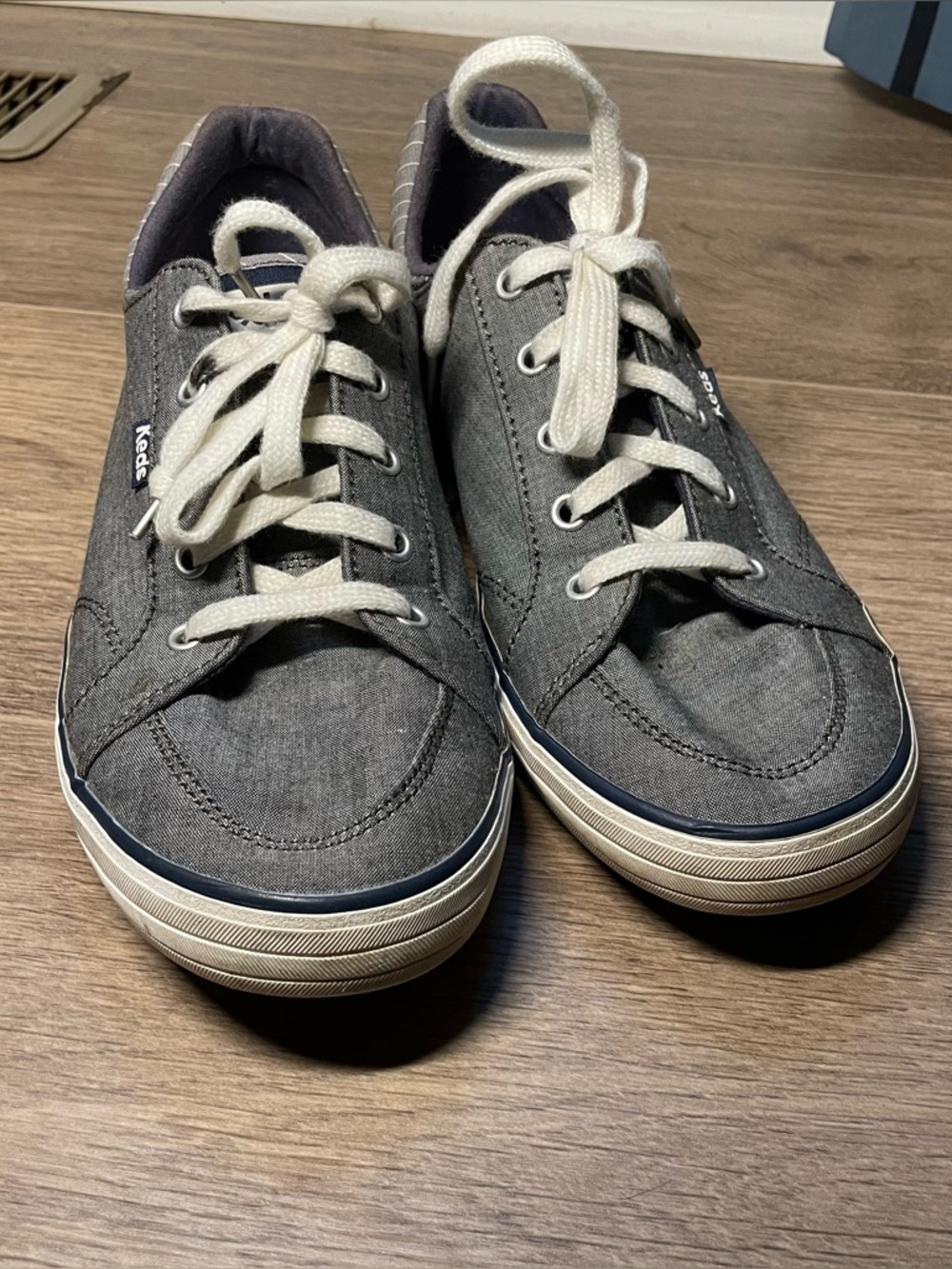 Keds Womens Size 9.5 Center III Chambray Lace Up Sneakers Light Blue Canvas Shoe - Picture 2 of 9